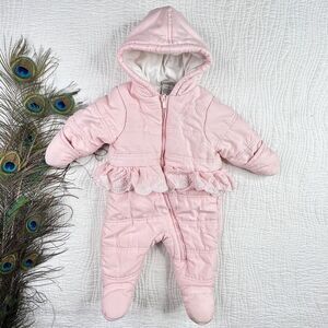 Baby Girl Winter Bunting CALVIN KLEIN Winter Outerwear Snowsuit Pink Ruffle 3-6M